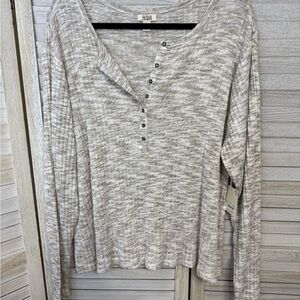 a.n.a Women's Heathered Beige Long Sleeve Tee